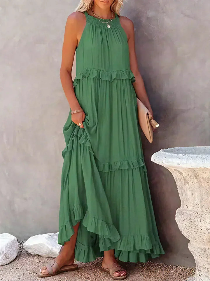 Robyn | Halter Ruffle Maxi Dress