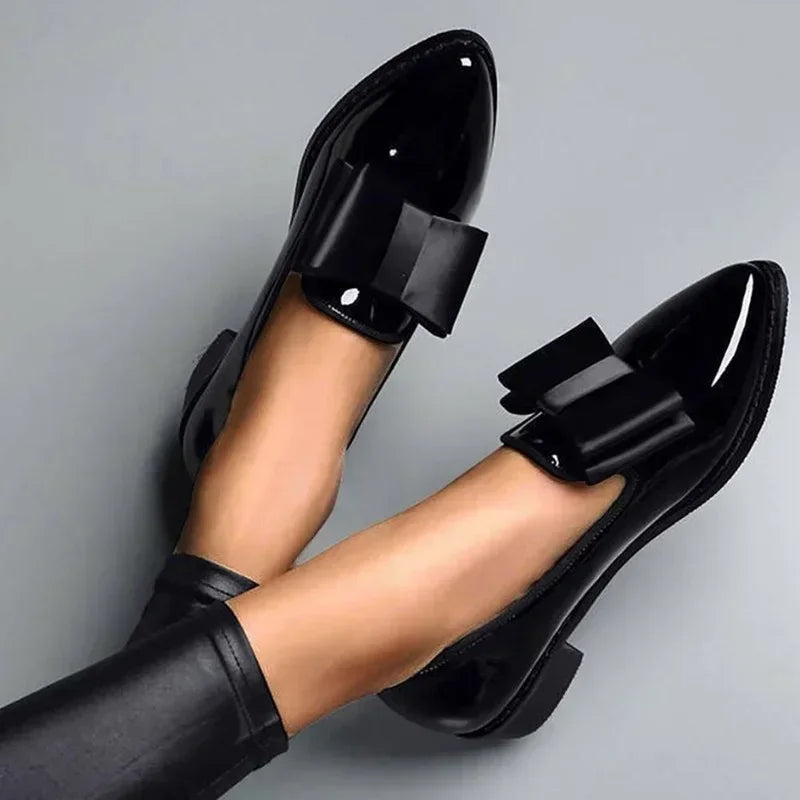 Clara | Leather Bow Flats