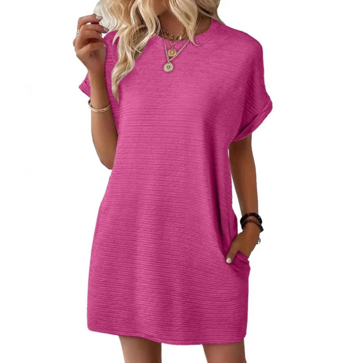 Evasha | Minimalist Round Neck Dress