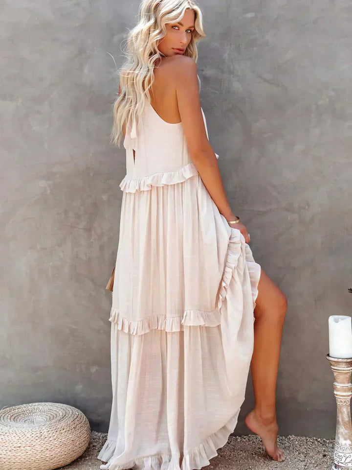 Robyn | Halter Ruffle Maxi Dress
