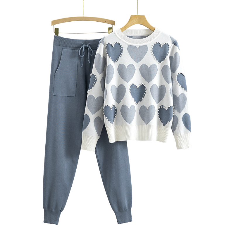 EDNA | Chic Heart Pattern Knit Two-Piece Set