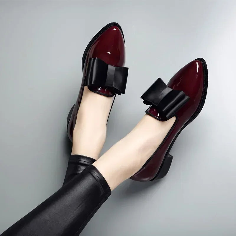 Clara | Leather Bow Flats