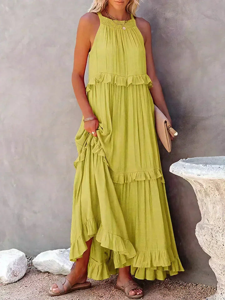 Robyn | Halter Ruffle Maxi Dress
