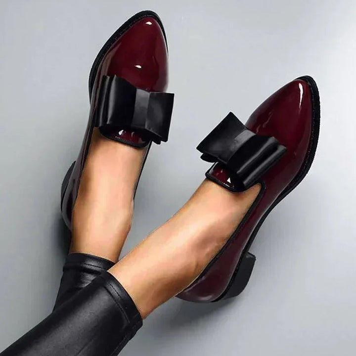 Clara | Leather Bow Flats