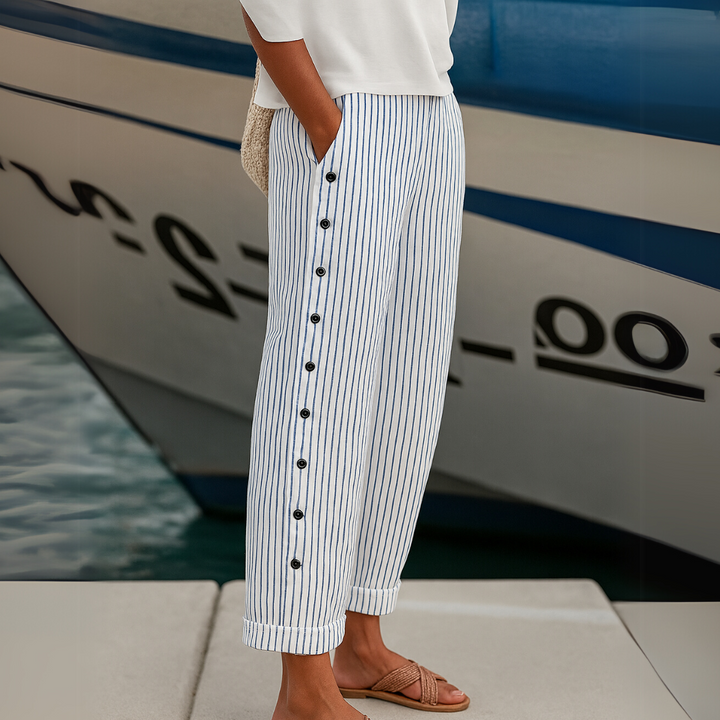 Caitlin | Striped Button Pants