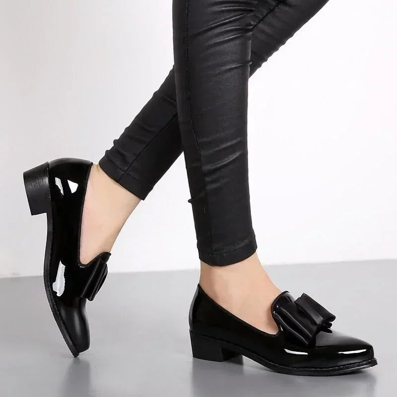 Clara | Leather Bow Flats