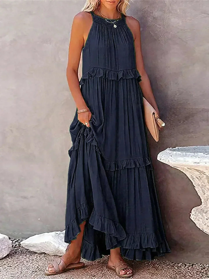 Robyn | Halter Ruffle Maxi Dress