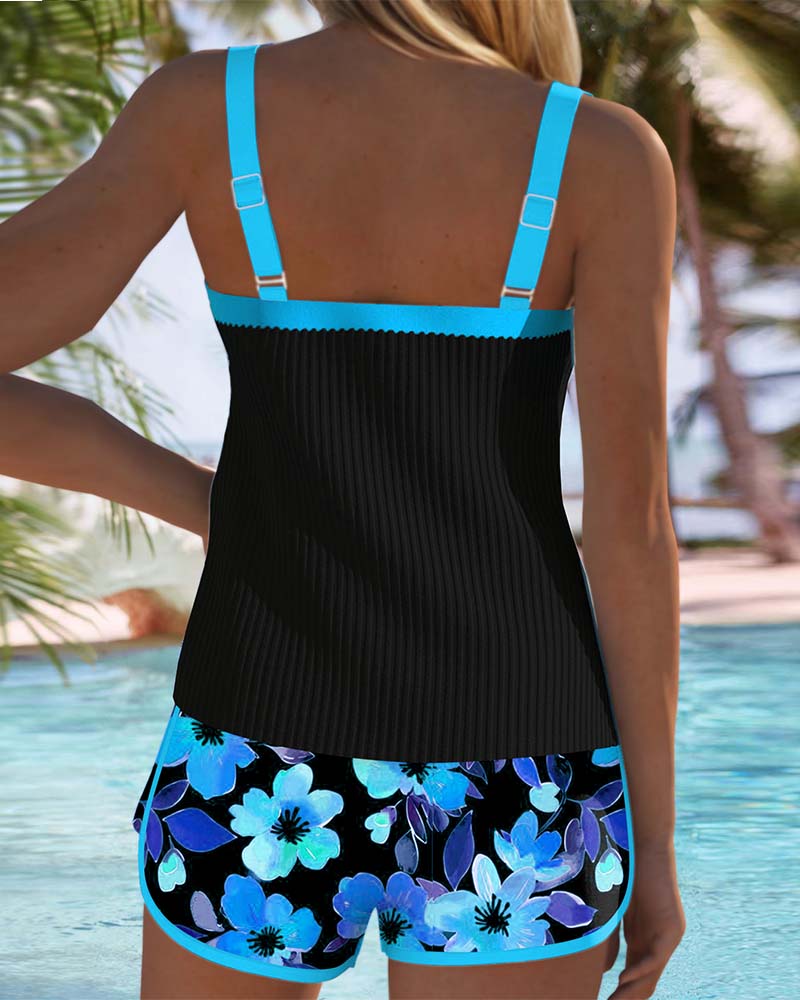 Maren | Swimsuit Tank Top with Floral Boxer Set