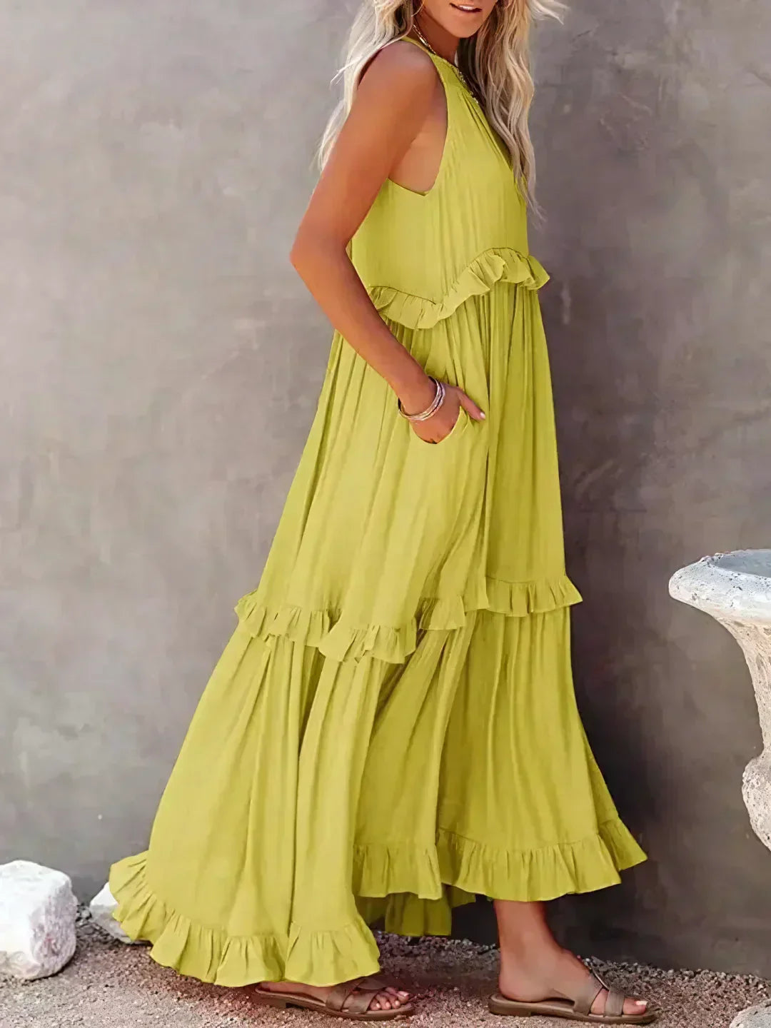Robyn | Halter Ruffle Maxi Dress