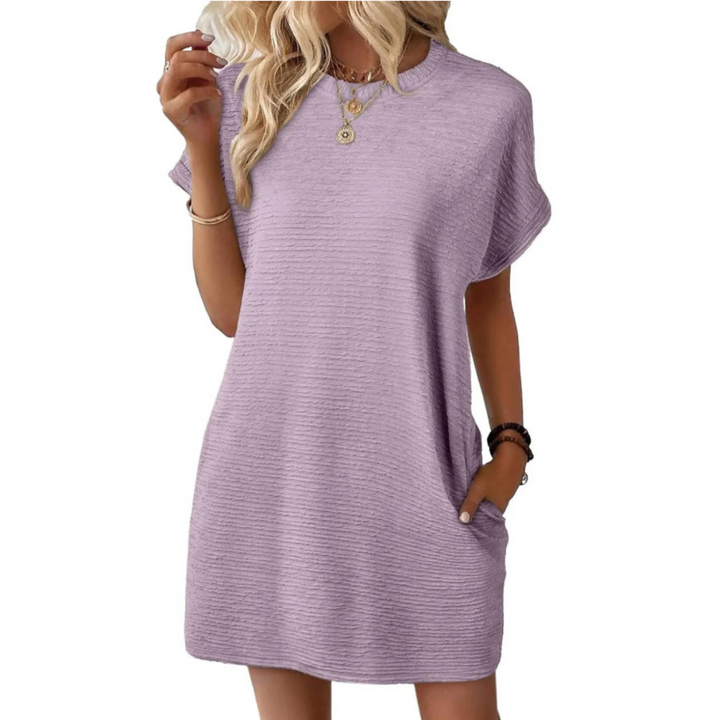 Evasha | Minimalist Round Neck Dress