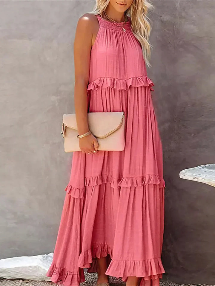 Robyn | Halter Ruffle Maxi Dress