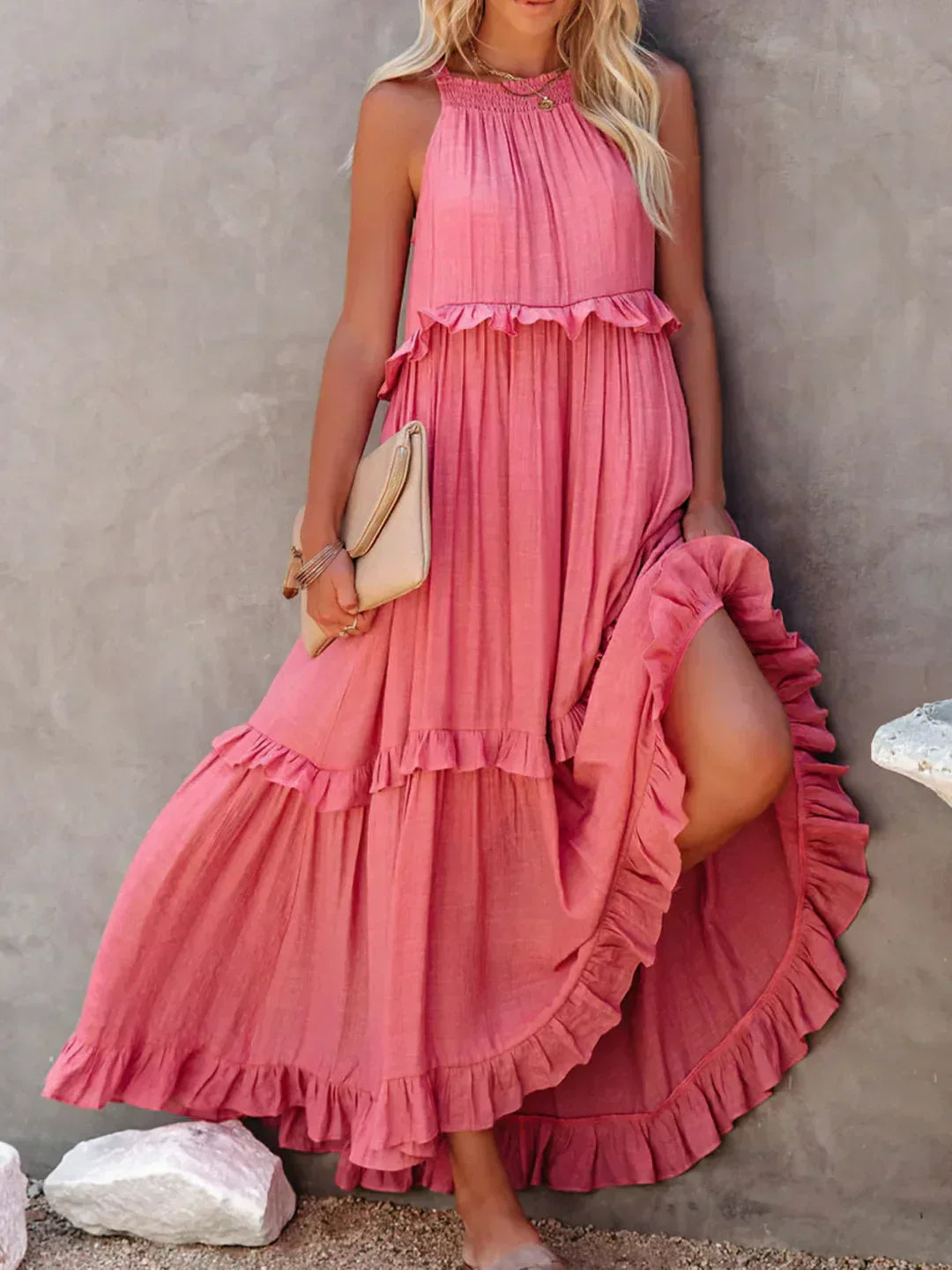 Robyn | Halter Ruffle Maxi Dress