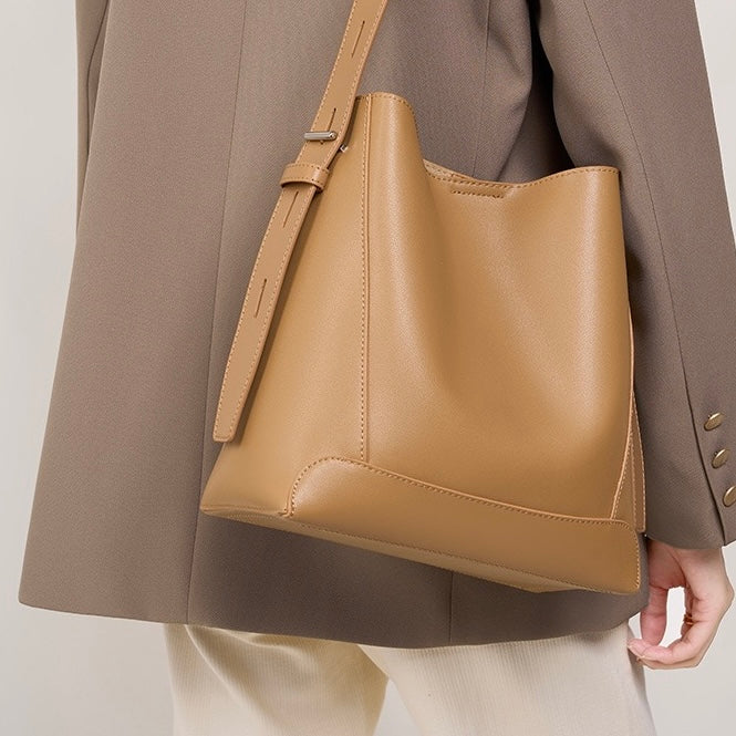 Genuine Leather Crossbody & Shoulder Oversized Bucket Bag