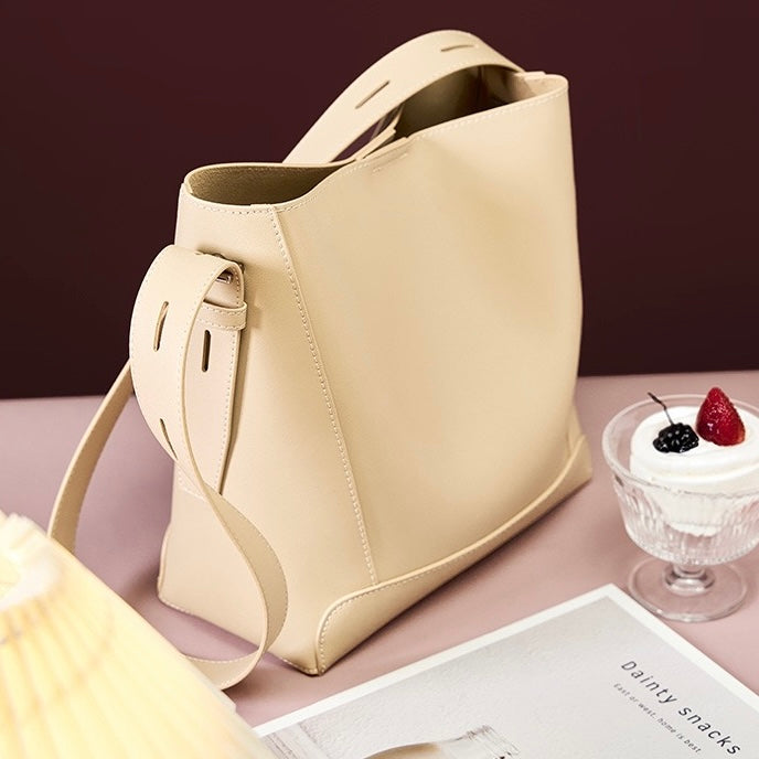 Genuine Leather Crossbody & Shoulder Oversized Bucket Bag