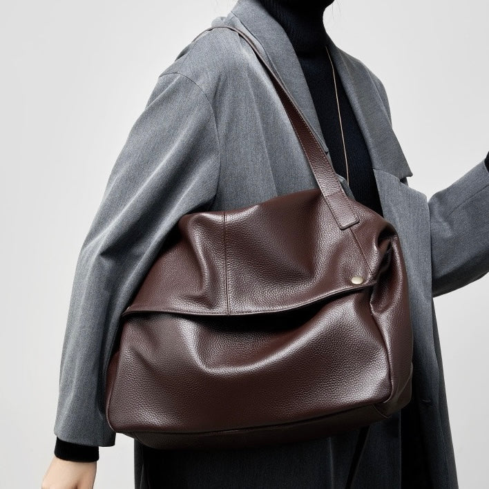 Retro Genuine Leather Soft Minimalist Tote Bag