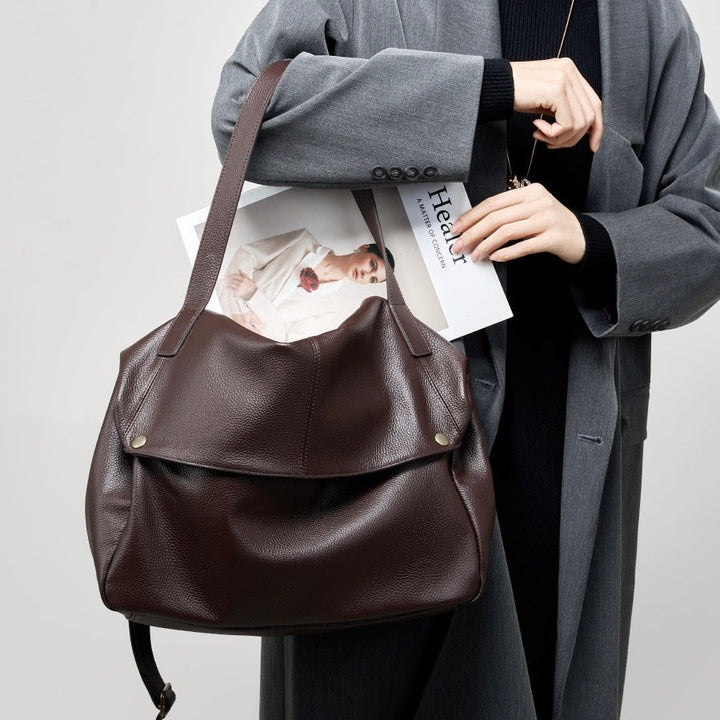 Retro Genuine Leather Soft Minimalist Tote Bag