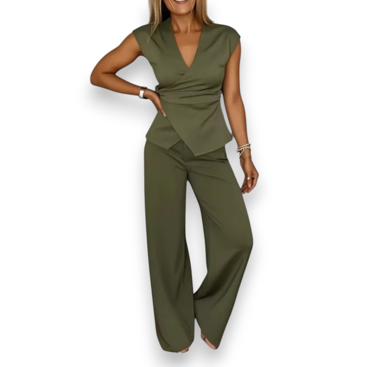 Olivia | Set V-neck top and trousers