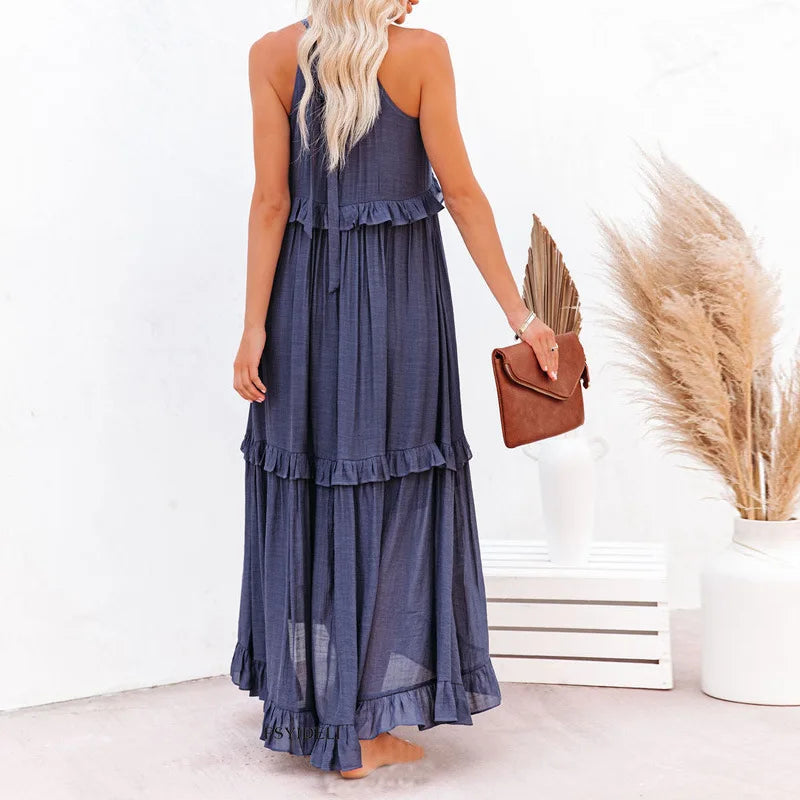 Robyn | Halter Ruffle Maxi Dress