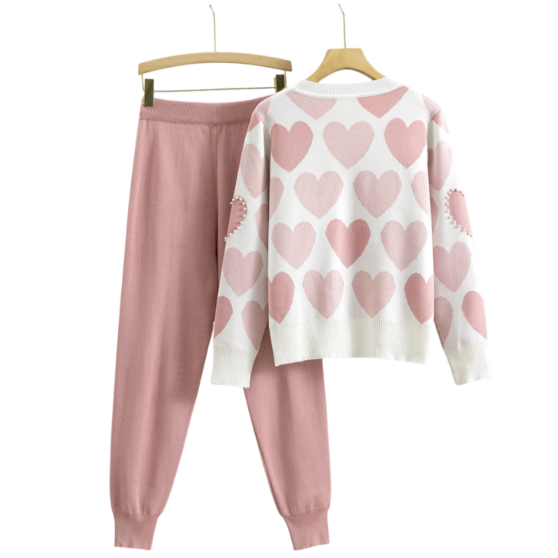 EDNA | Chic Heart Pattern Knit Two-Piece Set