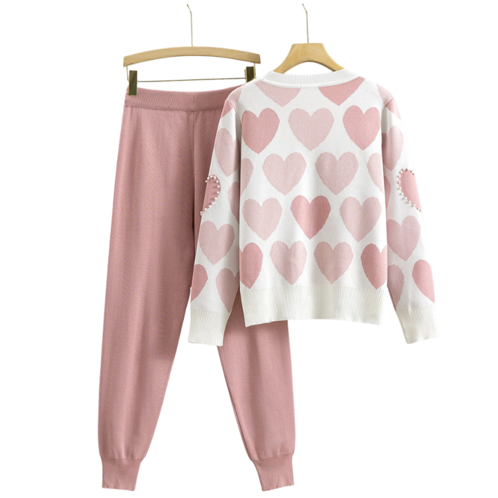 EDNA | Chic Heart Pattern Knit Two-Piece Set