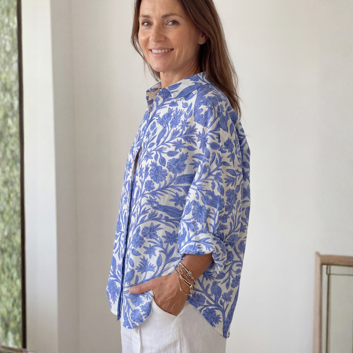 TINA | Blue Garden Blouse