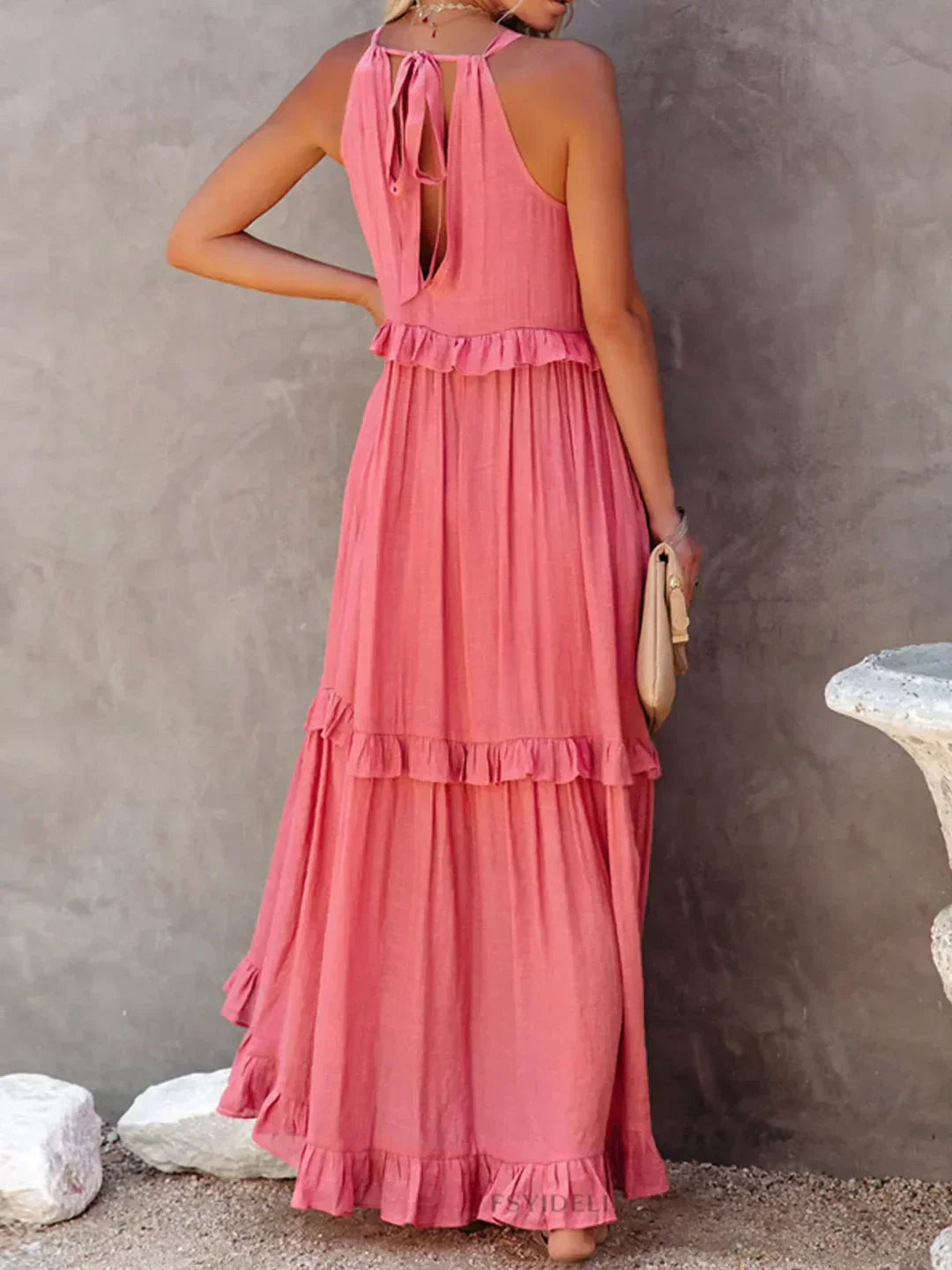 Robyn | Halter Ruffle Maxi Dress