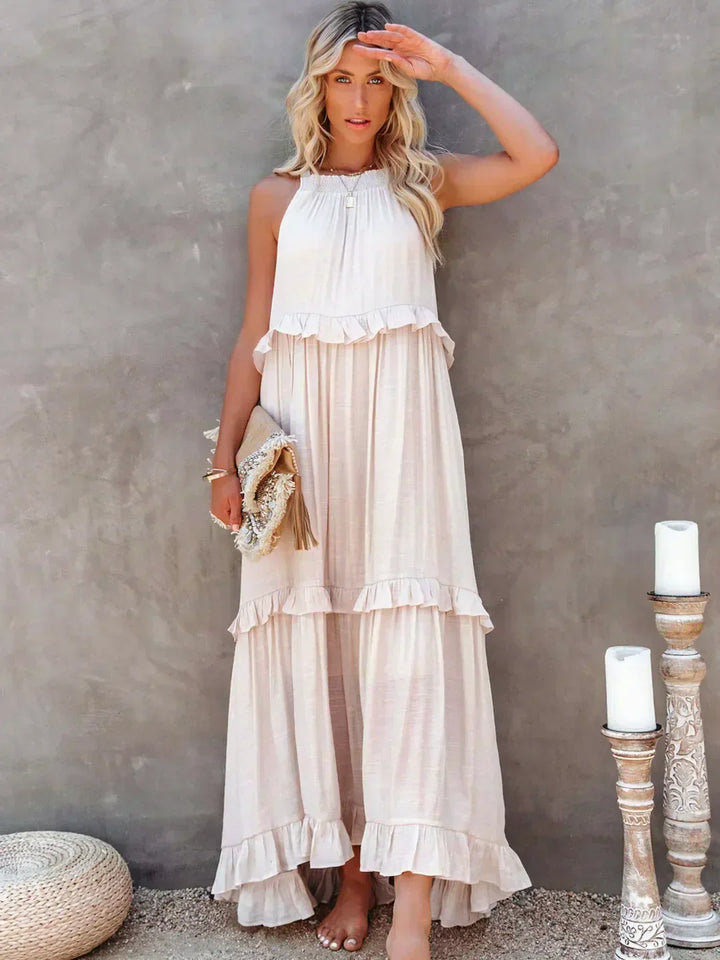 Robyn | Halter Ruffle Maxi Dress