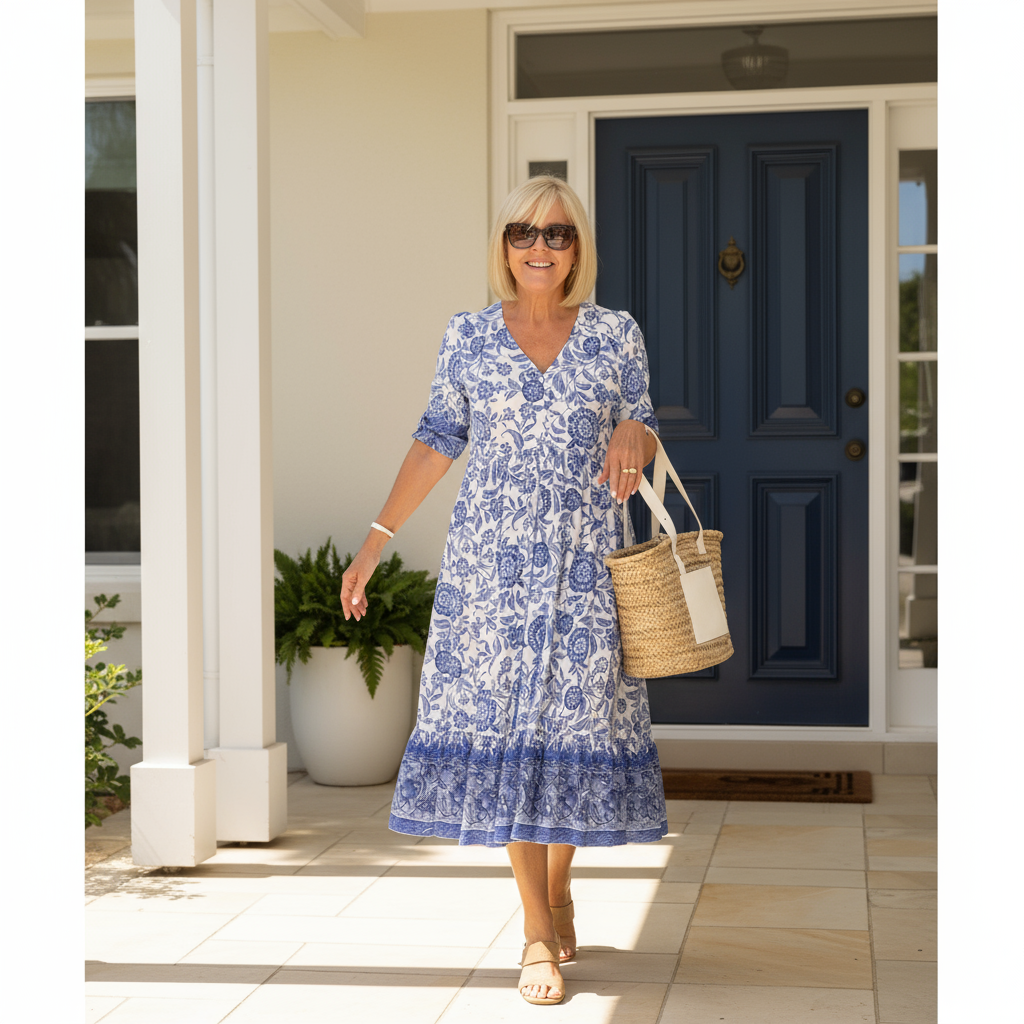 Noor | Elegant Floral Dress with V-Neck