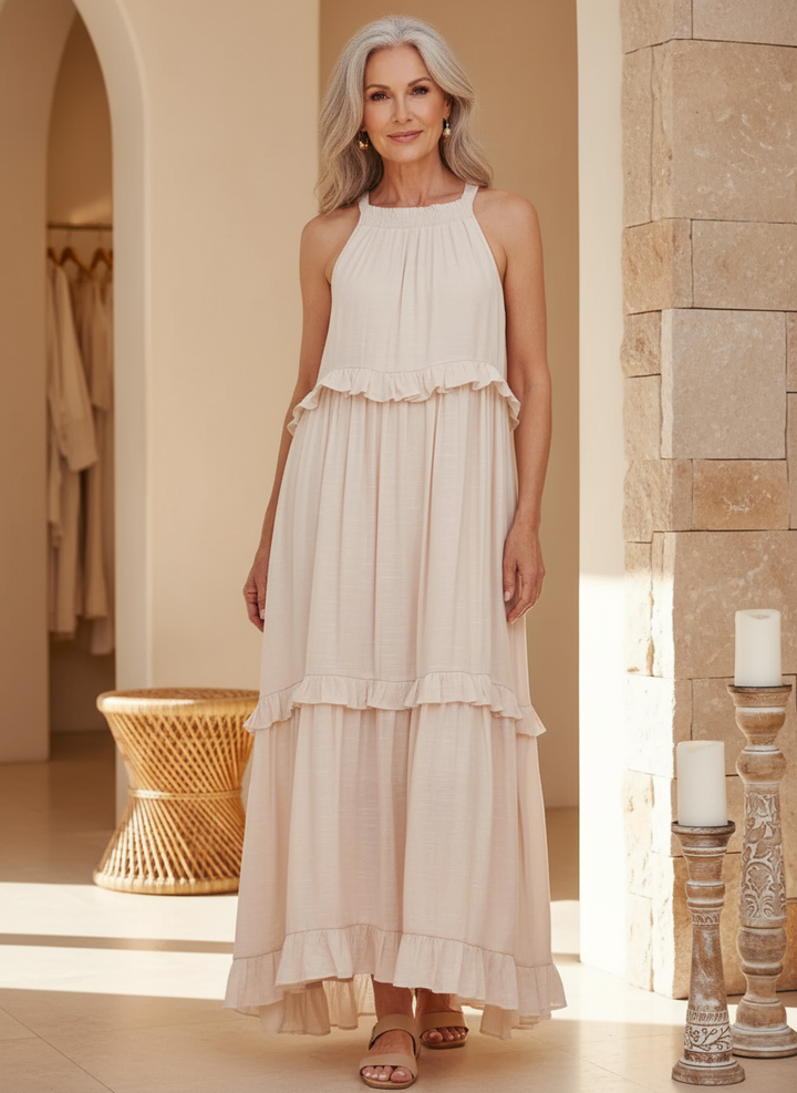 Robyn | Halter Ruffle Maxi Dress